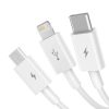 Baseus Superior 3-in-1 Györstöltő Kábel - USB - M+L+C 3.5A 1.5m  (Fehér) 