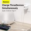 Baseus Superior 3-in-1 Györstöltő Kábel - USB - M+L+C 3.5A 1.5m  (Fehér) 