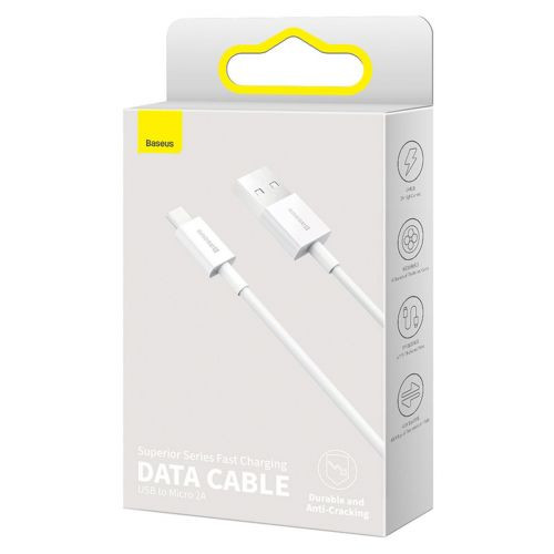Baseus Micro USB Superior Gyorstöltő Kábel - 2A 1m Fehér (CAMYS-02)