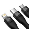 Baseus Flash series 3in1 USB kábel, USB-C / micro USB / Lightning, 100W, 1.2m (Fekete)