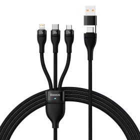   Baseus Universal Flash II 3in1 gyorstöltő és adatkábel (USB-A-Micro USB + Lightning + USB-C), QC/PD 100W, 1,2 m (Fekete)