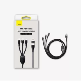   Baseus Flash Series 3in1 USB-kábel, USB-C + micro USB + Lightning, 100W, 1.2m (kék)