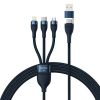 Baseus Flash Series 3in1 USB-kábel, USB-C + micro USB + Lightning, 100W, 1.2m (kék)