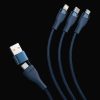 Baseus Flash Series 3in1 USB-kábel, USB-C + micro USB + Lightning, 100W, 1.2m (kék)