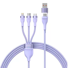   Baseus Flash Series 2, 3 az 1-ben USB kábel, USB-C / Micro-USB / Lightning, 100W, 1.2m (lila)