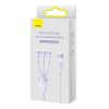 Baseus Flash Series 2, 3 az 1-ben USB kábel, USB-C / Micro-USB / Lightning, 100W, 1.2m (lila)