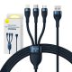 Baseus Flash 3in1 USB töltőkábel, USB-C + Micro USB + Lightning 66W, 1.2m (kék)