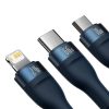 Baseus Flash 3in1 USB töltőkábel, USB-C + Micro USB + Lightning 66W, 1.2m (kék)