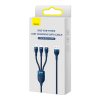 Baseus Flash 3in1 USB töltőkábel, USB-C + Micro USB + Lightning 66W, 1.2m (kék)