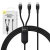 Baseus Flash 2in1 USB-C töltőkábel, USB-C - USB-C, 100W, 1.5m (Fekete)