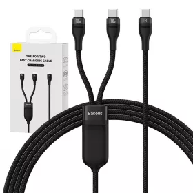   Baseus Flash 2in1 USB-C töltőkábel, USB-C - USB-C, 100W, 1.5m (Fekete)