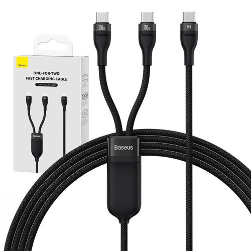 Baseus Flash 2in1 USB-C töltőkábel, USB-C - USB-C, 100W, 1.5m (Fekete)