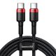 Baseus Cafule USB-C/C adat/töltő kábel PD2.0 100W (20V 5A) 2m (Fekete/Piros)