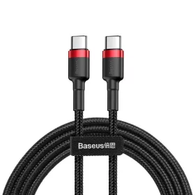   Baseus Cafule USB-C - USB-C PD 2.0 QC 3.0 kábel 60 W 1m (fekete-piros)