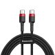 Baseus Cafule USB-C - USB-C PD 2.0 QC 3.0 kábel 60 W 1m (fekete-piros)
