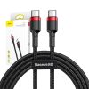 Baseus Cafule USB-C - USB-C PD 2.0 QC 3.0 kábel 60 W 1m (fekete-piros)
