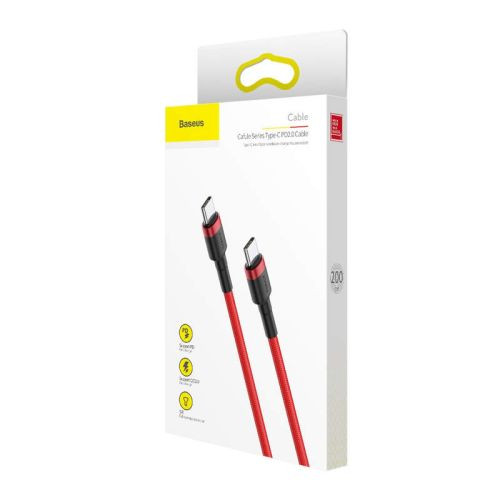 Baseus Cafule USB-C-USB-C PD 2.0 QC 3.0 kábel 60 W, 2m (piros)