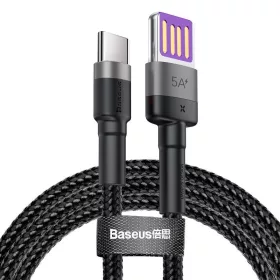   Baseus Cafule USB-USB-C Kábel Huawei SuperCharge, QC3.0, 5A 1m (Fekete-szürke)