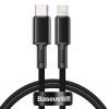 Baseus Type-C - Lightning nagy sűrűségű fonott gyors töltőkábel PD 20W 1m (Fekete)