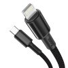 Baseus Type-C - Lightning nagy sűrűségű fonott gyors töltőkábel PD 20W 1m (Fekete)