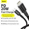 Baseus Type-C - Lightning nagy sűrűségű fonott gyors töltőkábel PD 20W 1m (Fekete)