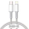 Baseus Lightning USB-C kábel, nagy sűrűségű fonott, 20W, 5A, PD, 1m (fehér)