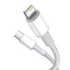 Baseus Lightning USB-C kábel, nagy sűrűségű fonott, 20W, 5A, PD, 1m (fehér)