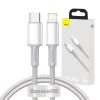 Baseus Lightning USB-C kábel, nagy sűrűségű fonott, 20W, 5A, PD, 1m (fehér)