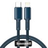 Baseus USB-C - Lightning kábel, nagy sűrűségű fonott, 20 W, 5 A, PD, 1m (kék)