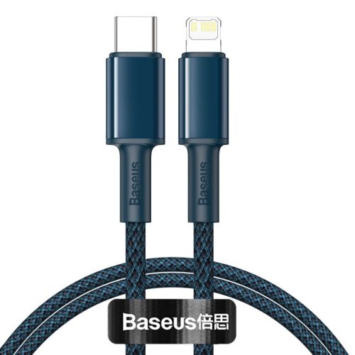 Baseus USB-C - Lightning kábel, nagy sűrűségű fonott, 20 W, 5 A, PD, 1m (kék)