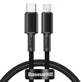   Baseus USB-C - Lightning kábel, nagy sűrűségű fonott, 20 W, 5 A, PD, 2m (fekete)