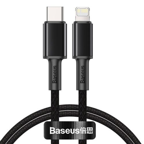 Baseus USB-C - Lightning kábel, nagy sűrűségű fonott, 20 W, 5 A, PD, 2m (fekete)