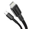 Baseus USB-C - Lightning kábel, nagy sűrűségű fonott, 20 W, 5 A, PD, 2m (fekete)