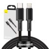 Baseus USB-C - Lightning kábel, nagy sűrűségű fonott, 20 W, 5 A, PD, 2m (fekete)