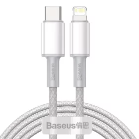   Baseus USB-C - Lightning kábel, nagy sűrűségű fonott, 20 W, PD, 2 m (fehér)
