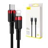 Baseus Cafule USB-C - Lightning PD kábel, 18 W, 1m (fekete-piros)