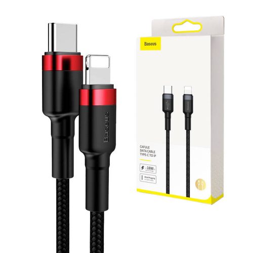 Baseus Cafule USB-C - Lightning PD kábel, 18 W, 1m (fekete-piros)