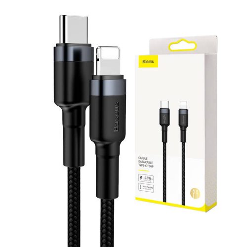 Baseus Type-C/iPhone PD adat/töltőkábel 18W 1m Cafule (Szürke/Fekete)