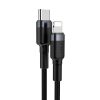Baseus Type-C/iPhone PD adat/töltőkábel 18W 1m Cafule (Szürke/Fekete)