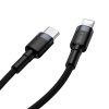 Baseus Type-C/iPhone PD adat/töltőkábel 18W 1m Cafule (Szürke/Fekete)