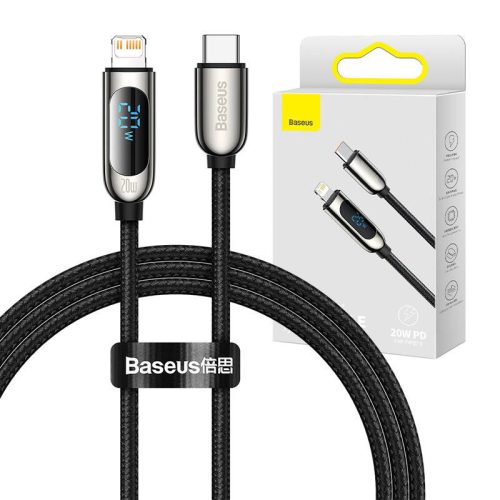 Baseus USB-C-Lightning kijelzőkábel, PD, 20 W, 1m (fekete)