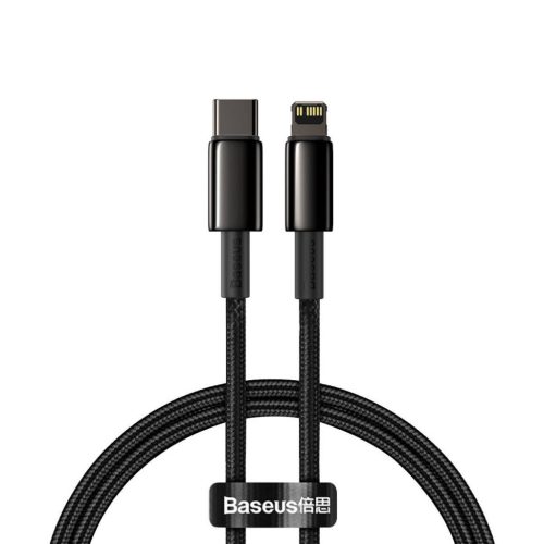 Baseus Tungsten Gold USB-C - Lightning kábel, 20 W, 5 A, PD, 1m (fekete)