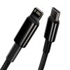 Baseus Tungsten Gold USB-C - Lightning kábel, 20 W, 5 A, PD, 1m (fekete)