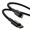 Baseus Tungsten Gold USB-C - Lightning kábel, 20 W, 5 A, PD, 1m (fekete)