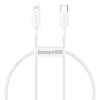 Baseus Superior Series USB-C-Lightning kábel, 20 W, PD, 0,25 m (fehér)