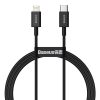 Baseus Superior USB-C / Lightning kábel, 20 W, PD, 1m  (Fekete)