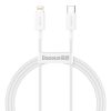 Baseus Superior Series Type-C / Lightning töltő- és adatkábel, 20W, PD, 1m (Fehér)