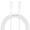 Baseus Superior Series USB-C-Lightning kábel, 20 W, PD, 2 m (fehér)