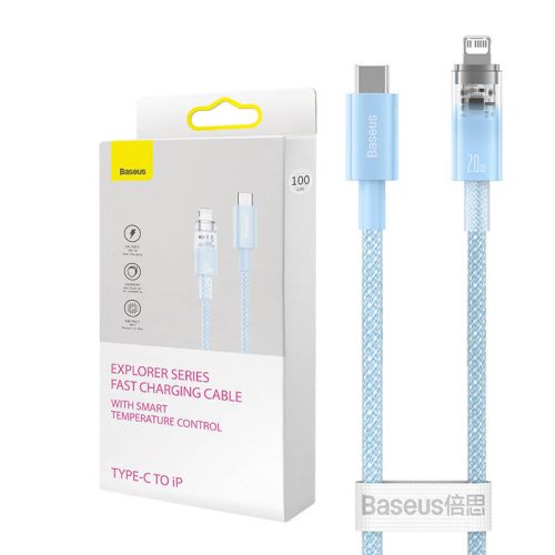 Baseus USB-C Lightning Explorer Series gyors töltőkábel, 2m, 20W (kék)