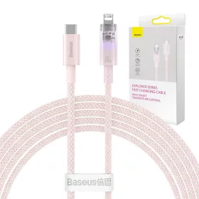   Baseus Explorer Series USB / Lightning gyorstöltő kábel 2m, 20W (rózsaszín)